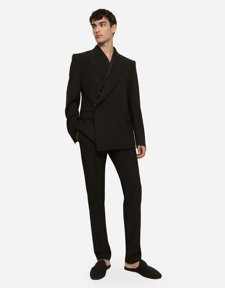 Dolce & Gabbana Pantalone sartoriale tuxedo in lana stretch Nero GWZXMTFUBFW