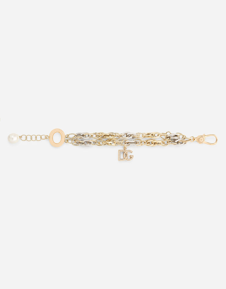 Dolce & Gabbana Bracelet Logo en or jaune et blanc 18 ct avec saphirs incolores Or Blanc / Or Jaune WBMZ1GWSAPW