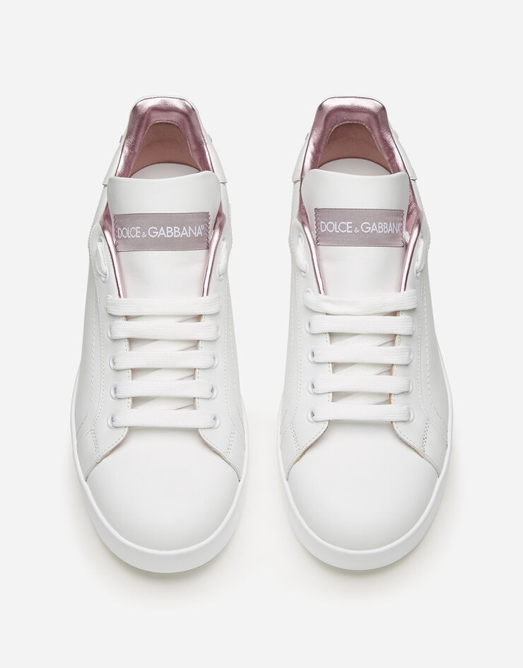 Dolce & Gabbana Sneakers Portofino en cuir de veau nappa Blanc/Rose CK1544AX615