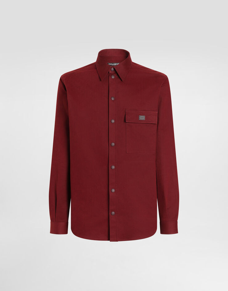 Dolce & Gabbana قميص قطني ببطاقة نبيذي G5KS2TFU615