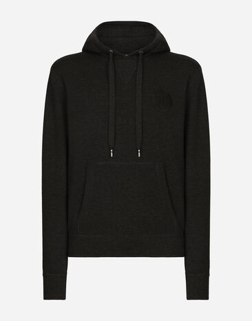 Dolce & Gabbana Wool and silk hoodie with DG patch Print G9BJATFS785
