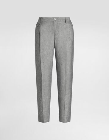 Dolce & Gabbana Washed linen canvas trousers Grey GV4EETFU4MF