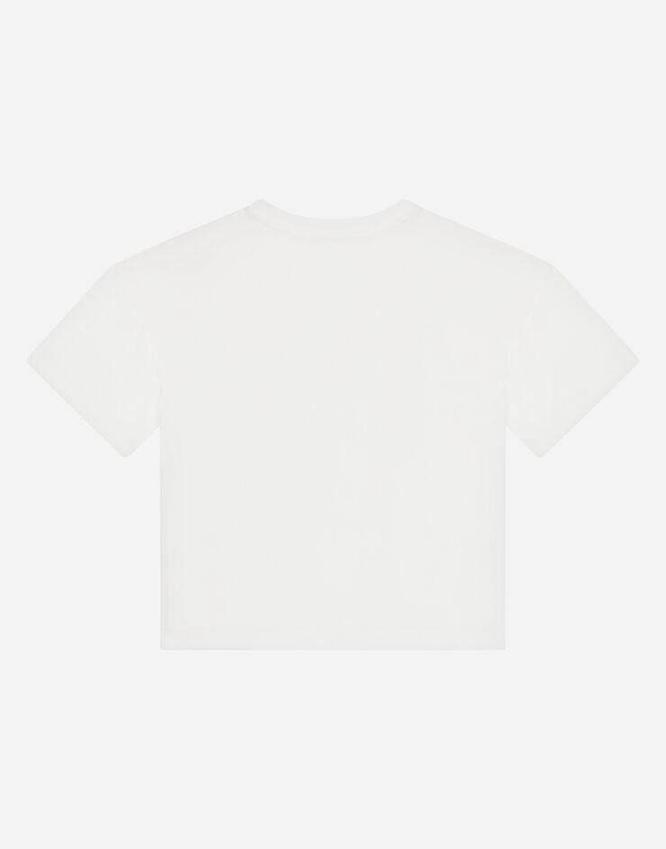 Dolce & Gabbana Jersey round-neck T-shirt with DG laurel print White L4JTEGG7D8T