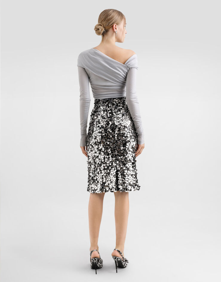 Dolce & Gabbana Top drapeado escote asimétrico Gris F7AM3THU7RC