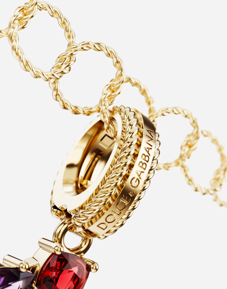 Dolce & Gabbana دلاية قوس قزح من الذهب الأصفر عيار 18 قيراط بأحجار كريمة متعددة الألوان تمثل الرقم 1 ذهب أصفر WAPR1GWMIX1
