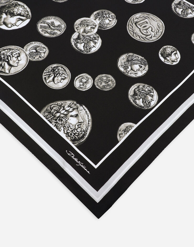 Dolce&Gabbana Coin print silk bandanna (50x50) Black GQ704EG0THR