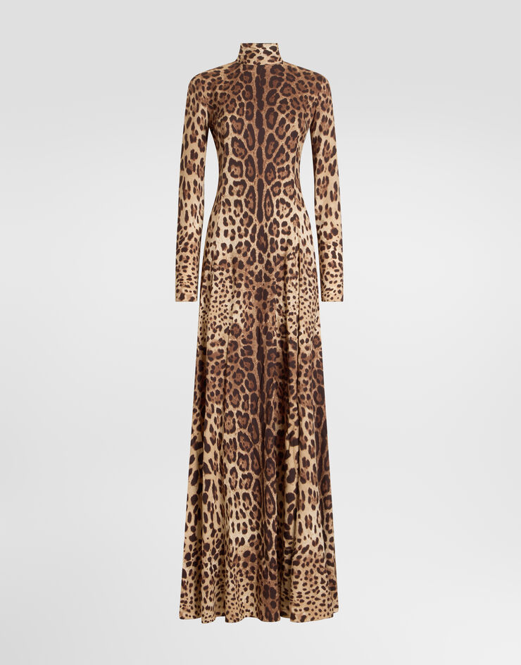 Dolce & Gabbana Kleid aus charmeuse mit leo-print Drucken F612KTFSADD