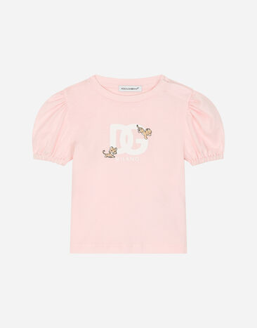 Dolce & Gabbana Jersey T-shirt with DG logo and leopard Print L21N61FI5KS