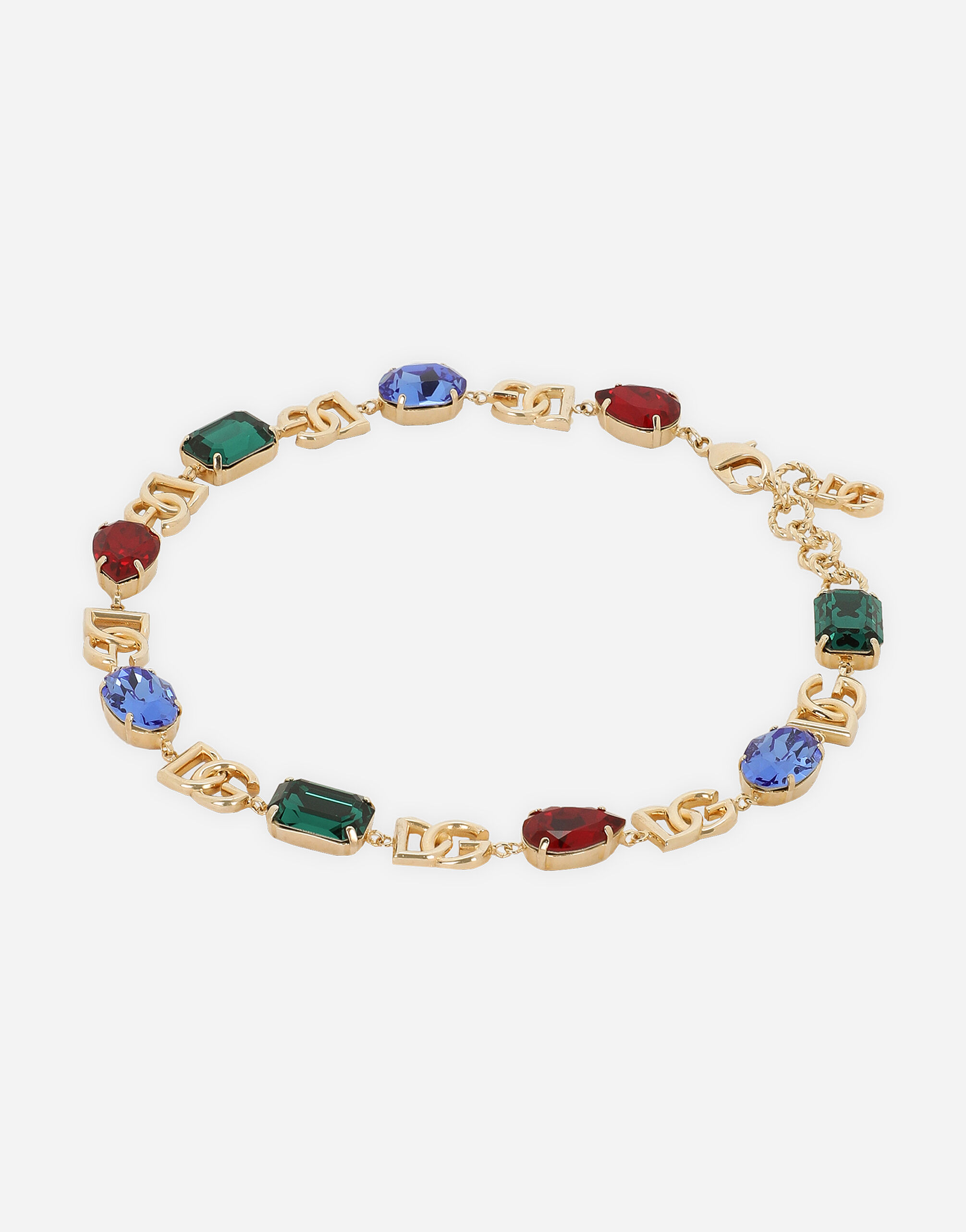 Necklace with DG logo and multi-colored crystals in Multicolor for