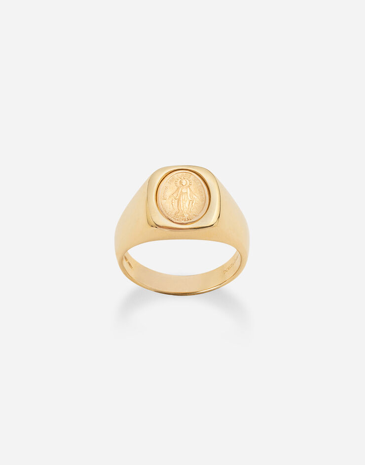 Devotion yellow and red gold ring with oval Virgin Mary 