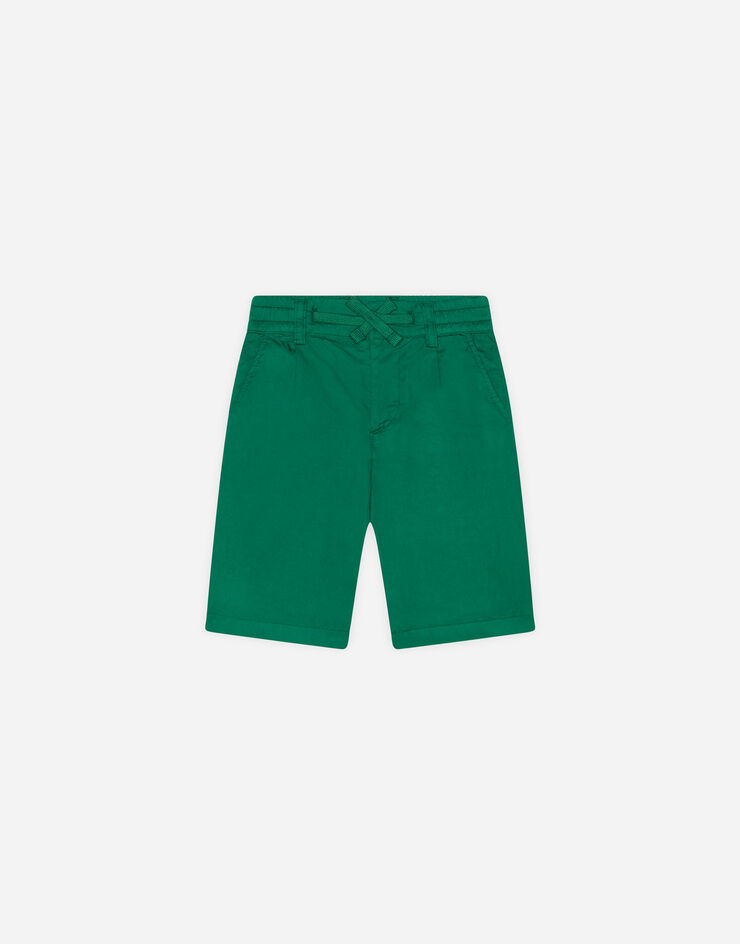 Dolce & Gabbana Poplin bermuda shorts with embroidered logo VERDE L42Q61G7VQR