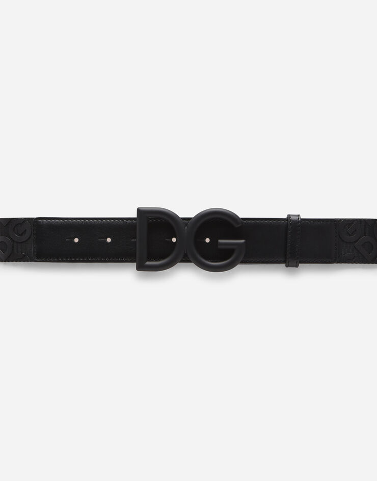 Dolce & Gabbana Tape belt with rubberized DG detail 黑 BC4345AJ834