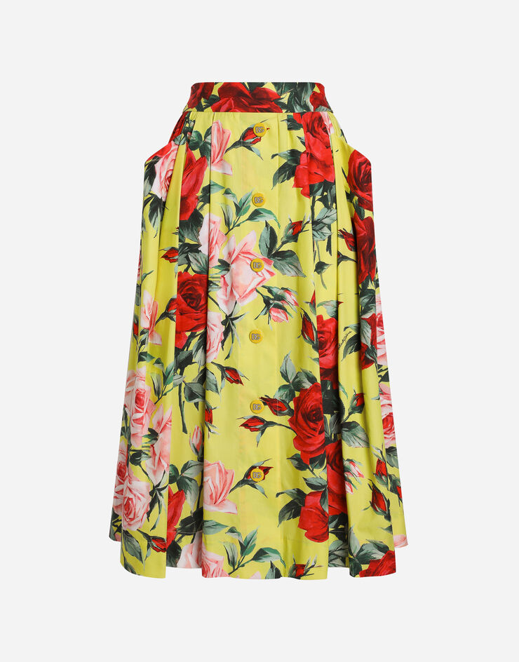 Dolce & Gabbana Falda longuette de algodón con estampado Bouquet Imprima F4CFETHS5TF