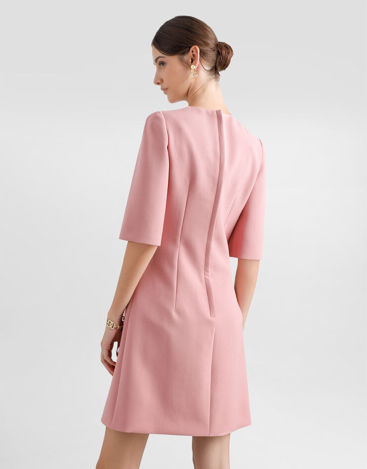 Dolce & Gabbana Sanduhr-Kleid in Midilänge aus Wollkrepp Rosa F6GAUTFU2L8