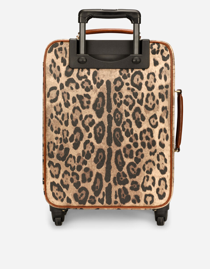 Dolce & Gabbana Medium trolley in leopard-print Crespo with branded plate Multicolor BB6202AW384