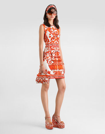 Dolce & Gabbana Majolica-print short dress Multicolor F68A8TGDDRC