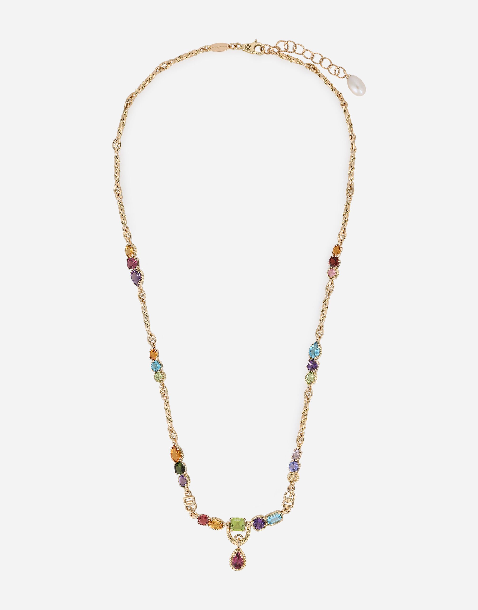 Dolce & Gabbana 18kt yellow gold necklace with multicolored fine gemstones Yellow Gold WNQR1GWMIX1