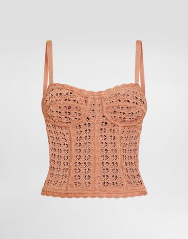 Dolce & Gabbana Viscose  bustier tank top Brown FXT70TJGMBH