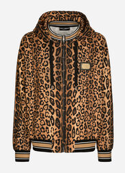 Dolce & Gabbana Hoodie with leopard-print Crespo and tag Black G9AKATHU7PP