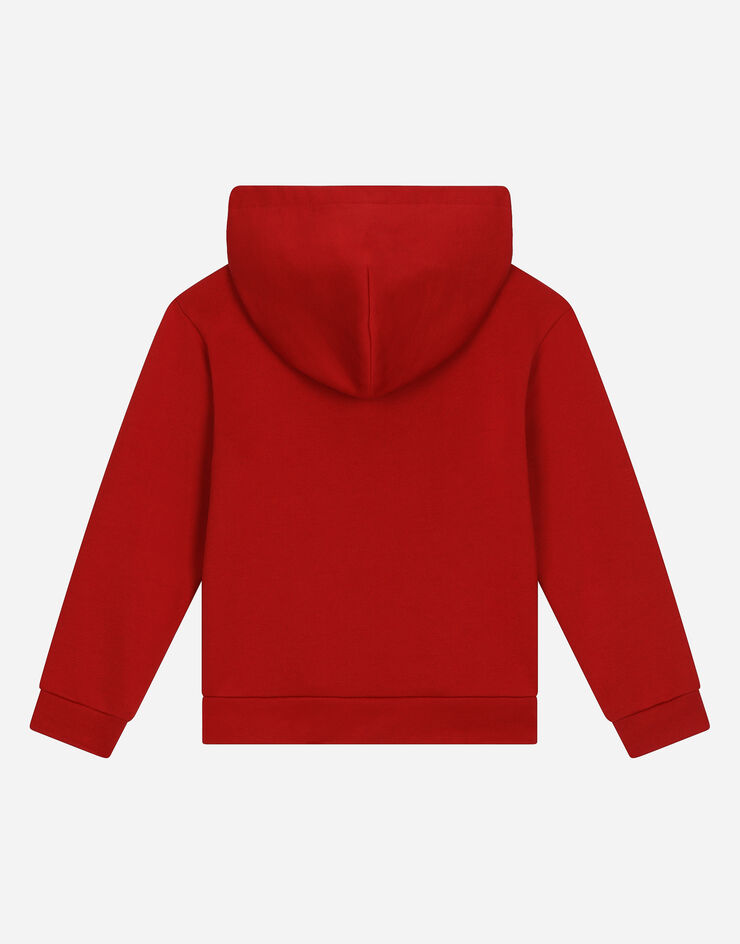 Dolce&Gabbana Sweatshirt aus Jersey mit Kapuze und DG-Logo Rot L5JW9YG7K5N