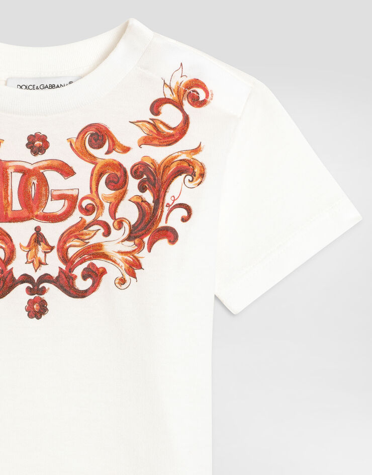 Dolce & Gabbana Jersey t-shirt with print and sequin embroidery White L2JTKTG7P4U