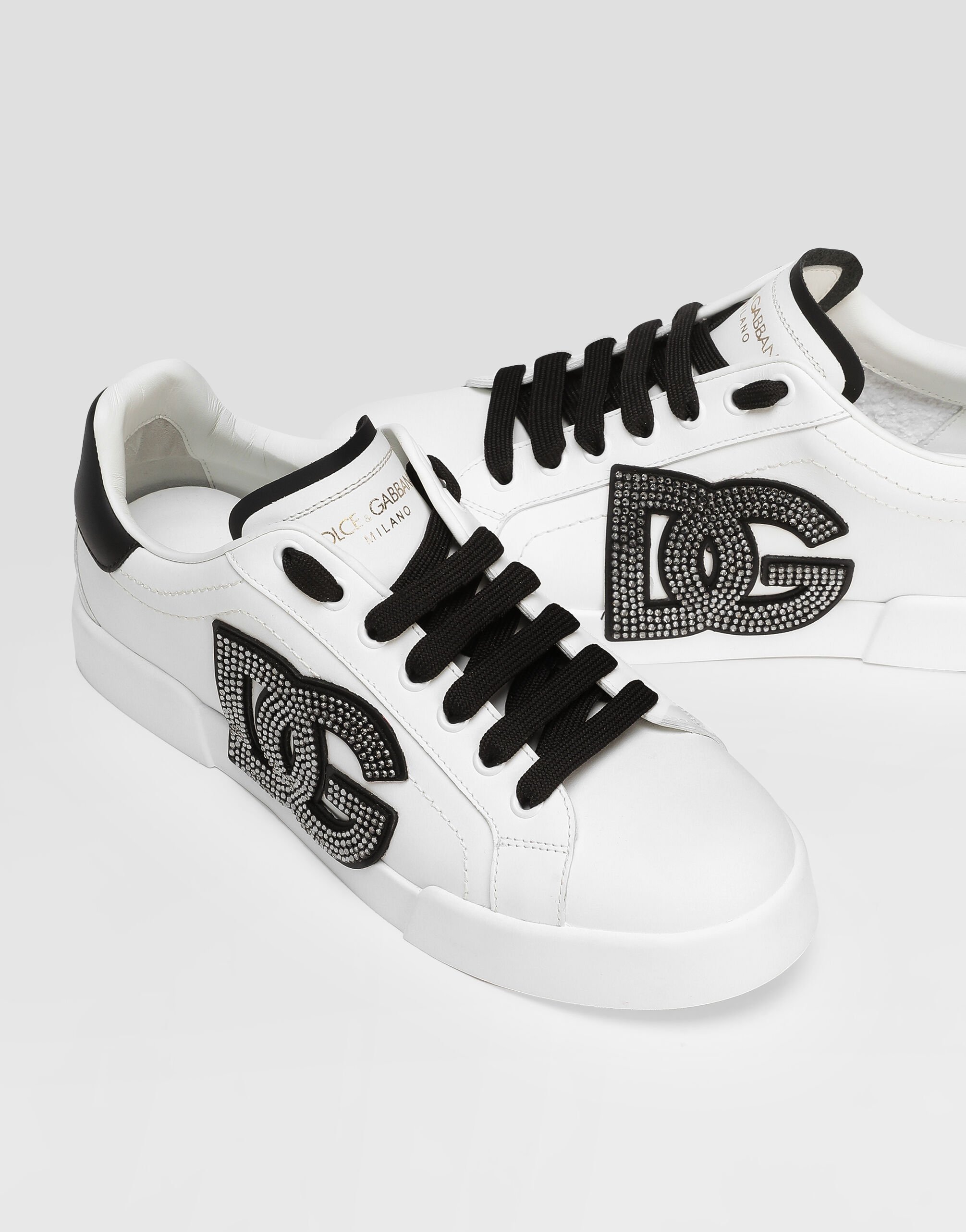 Dolce&Gabbana ヴィンテージ ホワイトスニーカー 本革 Portofino Multicolorのウィメンズ PORTOFINO LIGHT カーフスキン ストロー