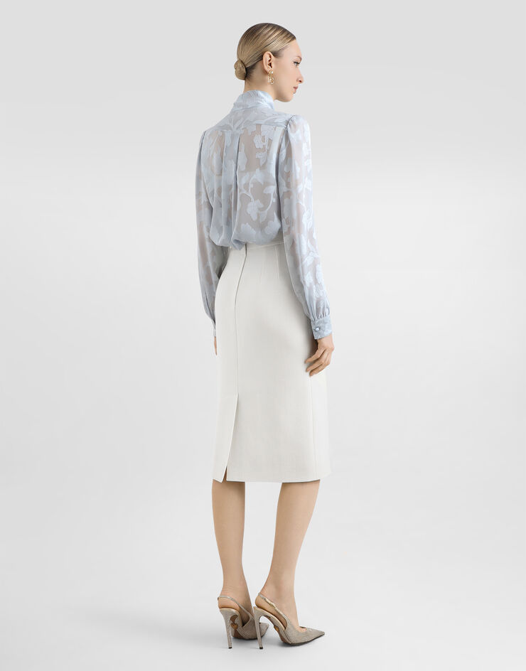 Dolce & Gabbana Floral fil coupé jacquard chiffon shirt Azure F5T81TFJ1J3