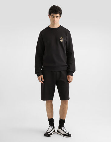 Dolce & Gabbana Jersey jogging shorts with embroidery Black GVF8AZHU7H9
