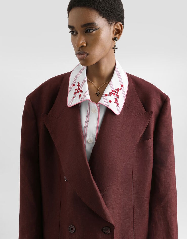 Dolce & Gabbana Double-breasted jacket in sartorial linen canvas Multicolor F29WBTFU4MC