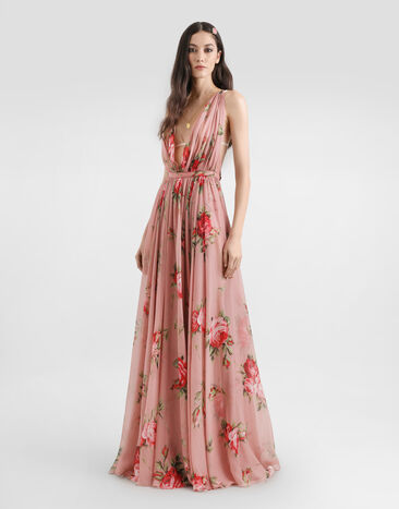 Dolce & Gabbana Rose bouquet-print chiffon dress Multicolor F6ZA1TIS11F