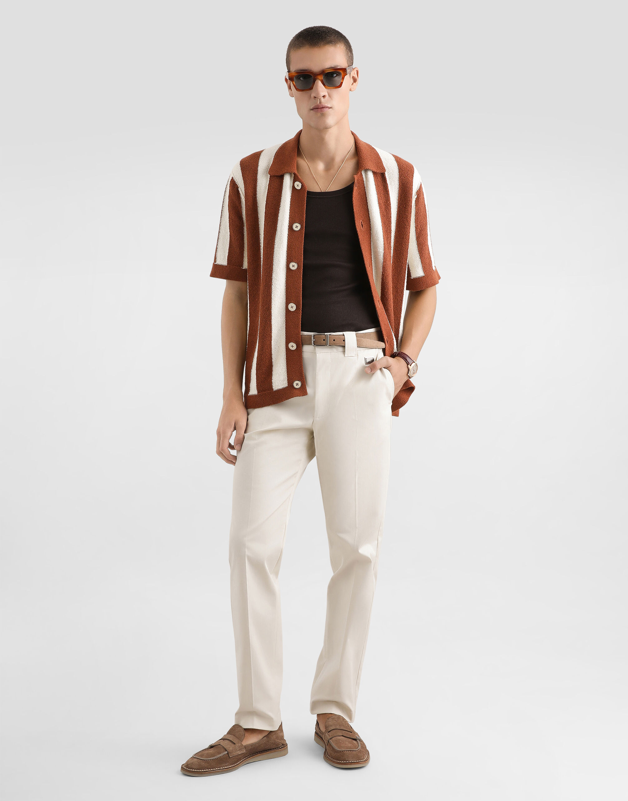 Striped knit shirt in Multicolor for Men | Dolce&Gabbana® Striped knit shirt in Multicolor for Men | Dolce&Gabbana®
