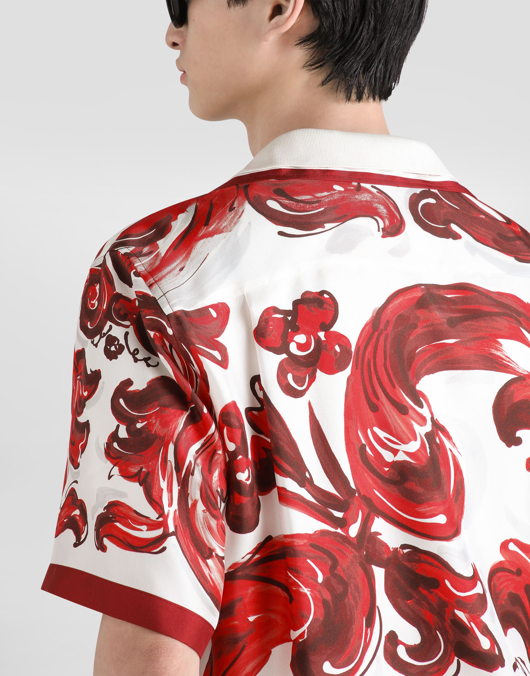 Majolica-print silk twill hawaii shirt in Multicolor for Men