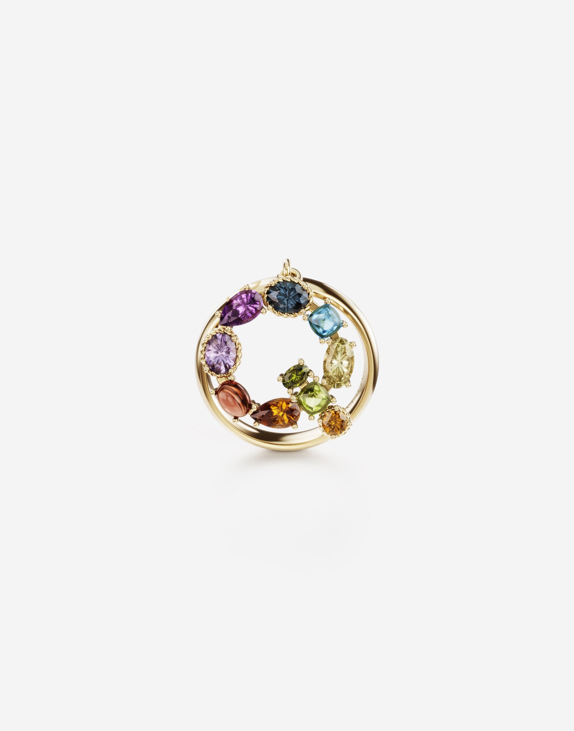 Dolce & Gabbana Rainbow alphabet Q ring in yellow gold with multicolor fine gems Gold WRMR1GWMIXA