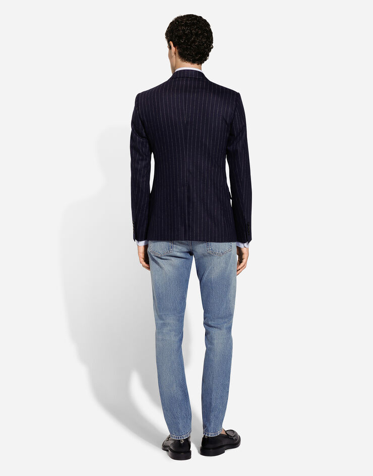 Dolce & Gabbana Zweireihige Nadelstreifenjacke Taormina aus Flanell Mehrfarbig G2NW1TFRCB7