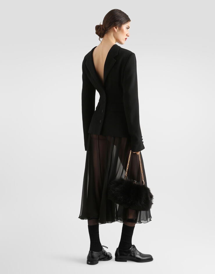 Dolce & Gabbana جاكيت من كريب صوف مزدوج أسود F27BXTFU2L8