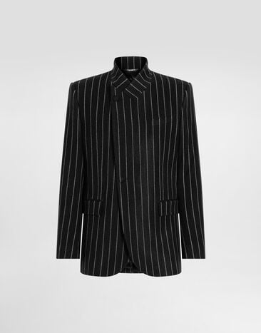 Dolce & Gabbana Einreihige, gestreifte Jacke Sicilia aus Wolle Multicolor G2VO4TFRMD4