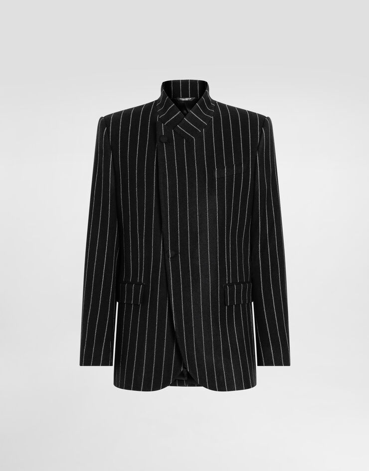 Dolce & Gabbana Einreihige, gestreifte Jacke Sicilia aus Wolle Multicolor G2VO4TFRMD4