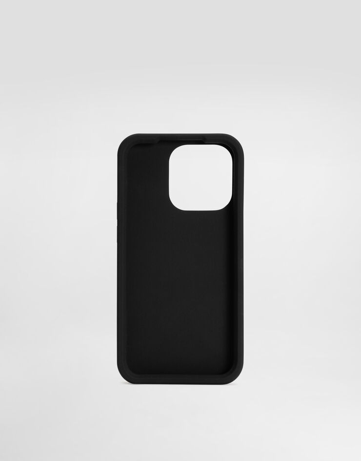 Dolce & Gabbana Rubber iPhone 14 Pro Cover with DG logo Black BI3265AG816