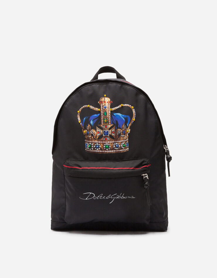 Dolce & Gabbana Nylon backpack with crown print NERO EM0074AN034