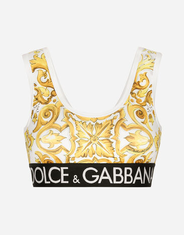Dolce & Gabbana Majolica-print technical jersey top with branded elastic band Print F6ADLTHH5A0