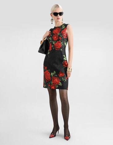 Dolce & Gabbana Rose-print brocade dress Multicolor F620JTFSTB4