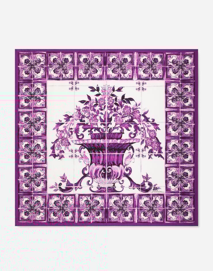 Dolce & Gabbana Majolica-print 90x90 silk twill foulard Print FN090RGDAOZ