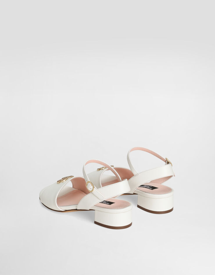 Dolce & Gabbana Sandalo in pelle di vitello con logo DG Bianco D10935A1223