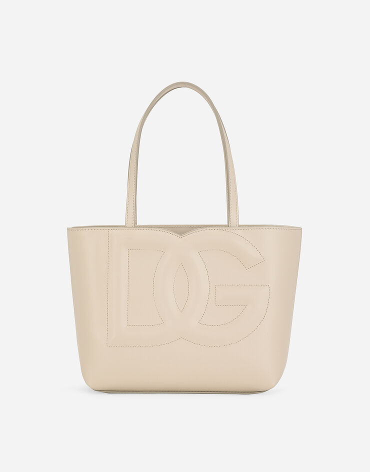 Shopper with embossed logo Woman, Beige