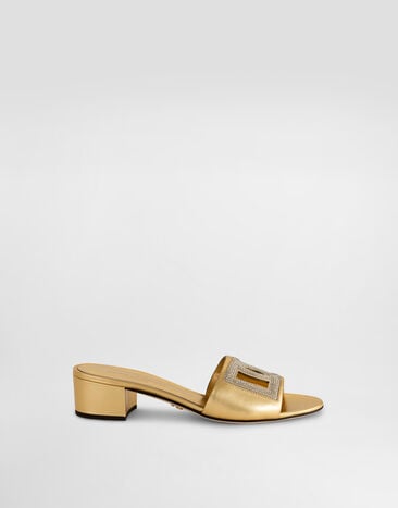 Dolce & Gabbana Burnished leather sandals with rhinestones Gold CR1938C7342
