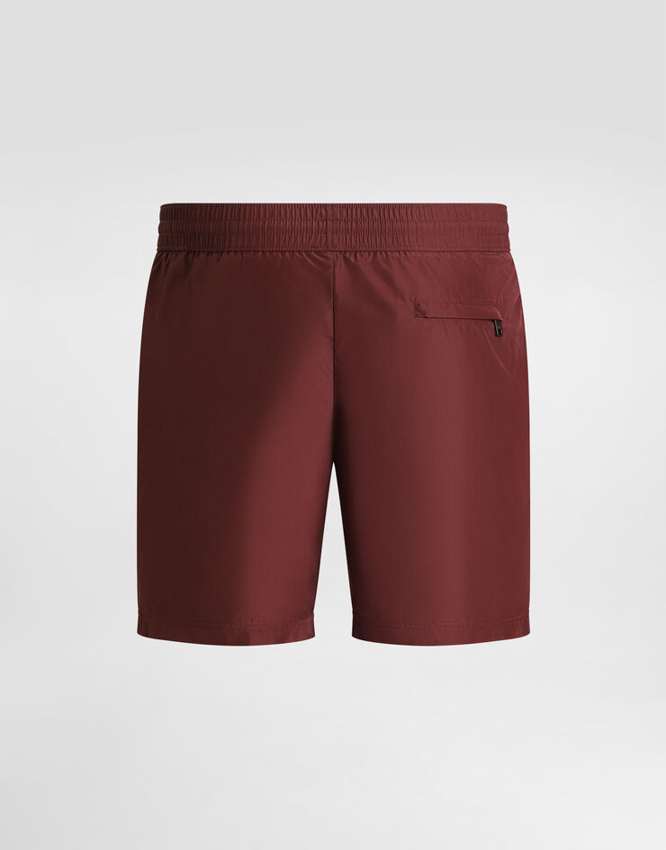 Dolce & Gabbana Bañador bóxer medio con placa Burdeos M4F36TONR46