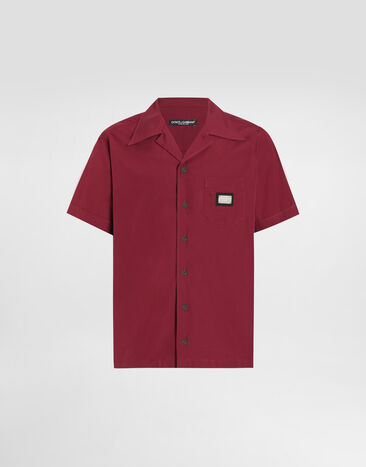 Dolce & Gabbana Cotton Hawaiian shirt with branded tag Bordeaux G5JH9TGF855