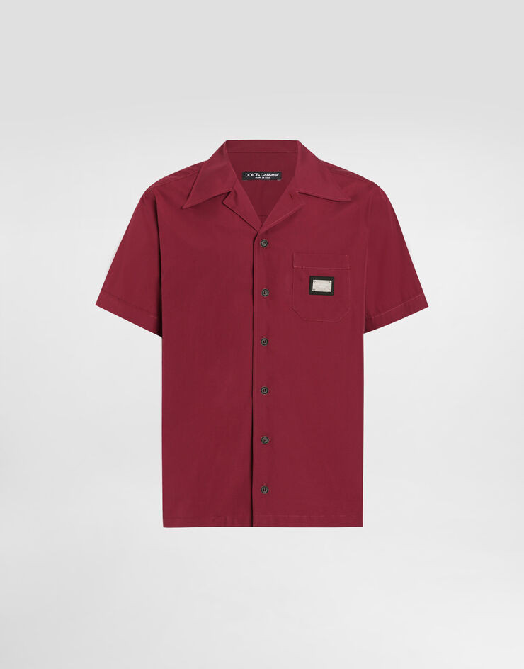 Dolce & Gabbana Chemise Hawaii en coton avec plaquette à logo Bordeaux G5JH9TGF855