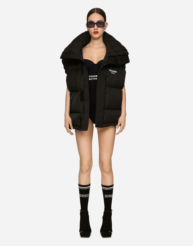 Dolce & Gabbana One-piece balconette swimsuit with DGVIB3 print Noir O9C39JONP12