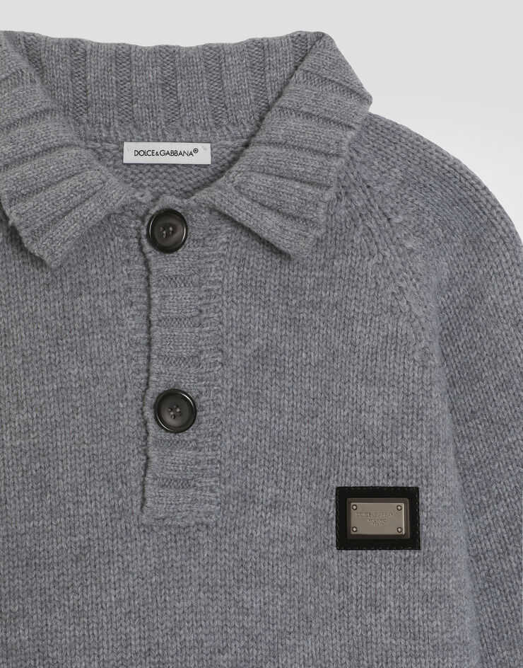 Dolce & Gabbana Wool and cashmere polo shirt Grey L4KWI0JGMBA